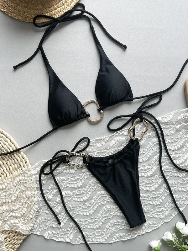 Deep V Clean Bikini Top Swim Set