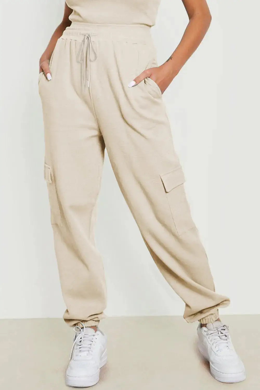 Polished Drawstring Pocket Detail Pants
