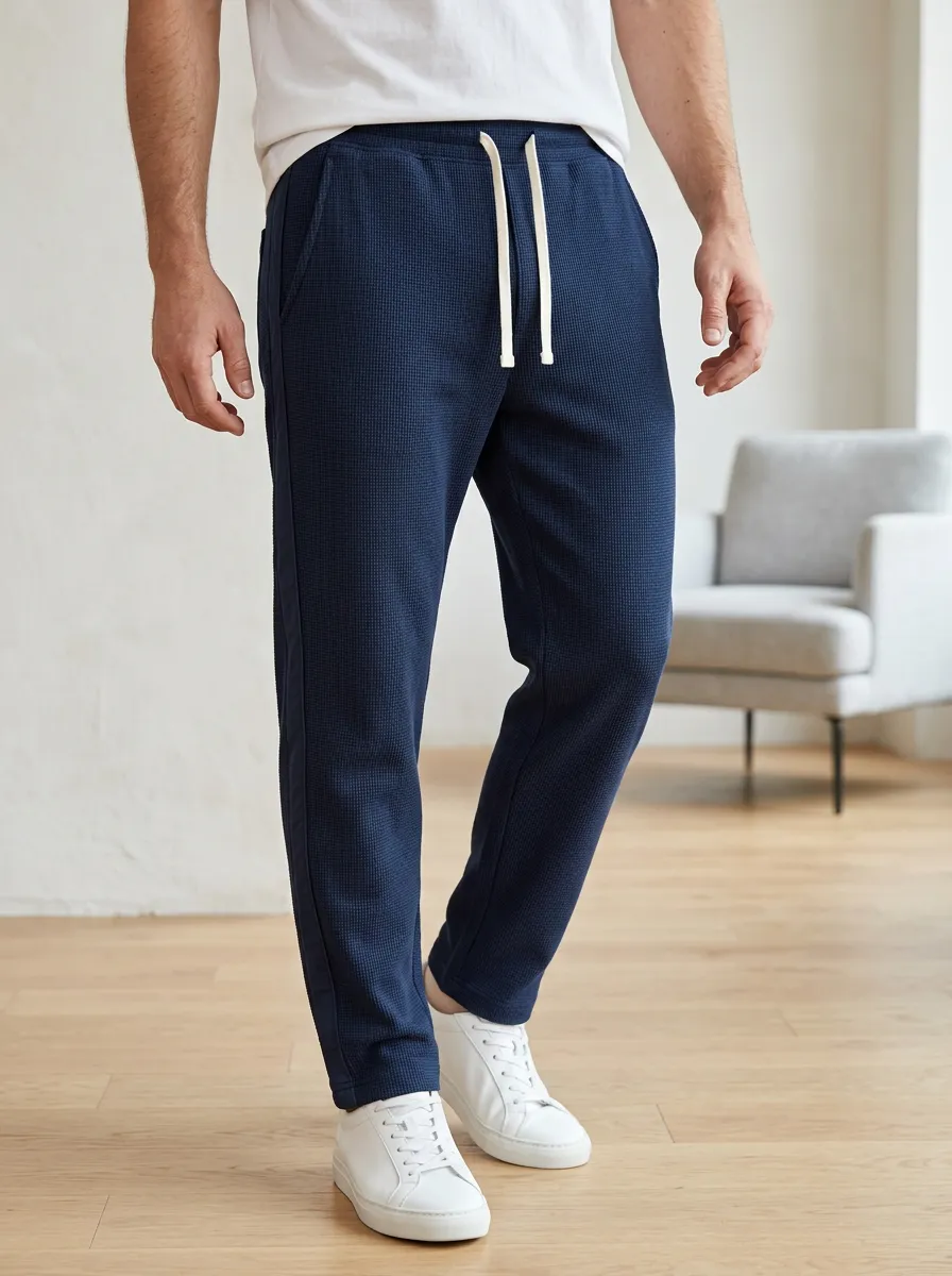 Men's Waffle Knit Drawstring Joggers