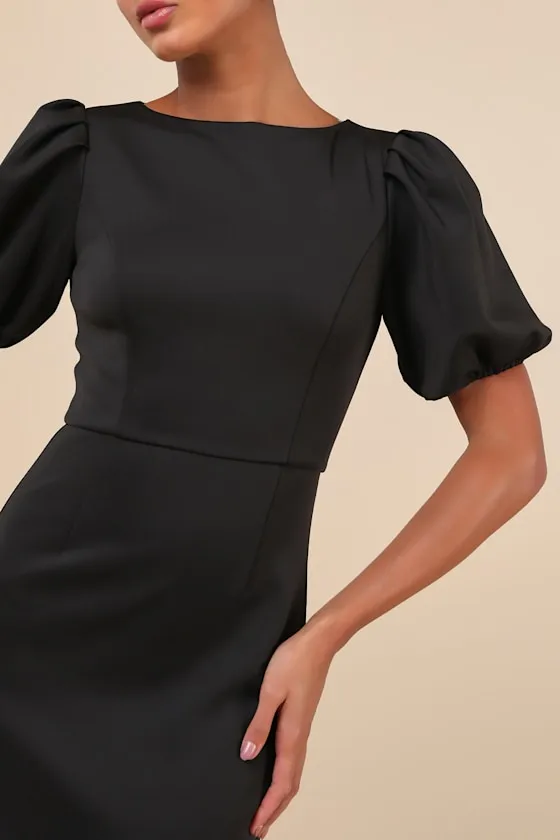 Simply Beloved White Puff Sleeve Bodycon Midi Dress