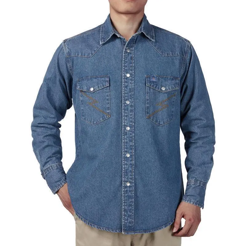 🔥SEPTEMBER  HOT-SALE 🔥Men's Long Sleeve Stone-Washed and Pre-Washed Denim Work Shirt