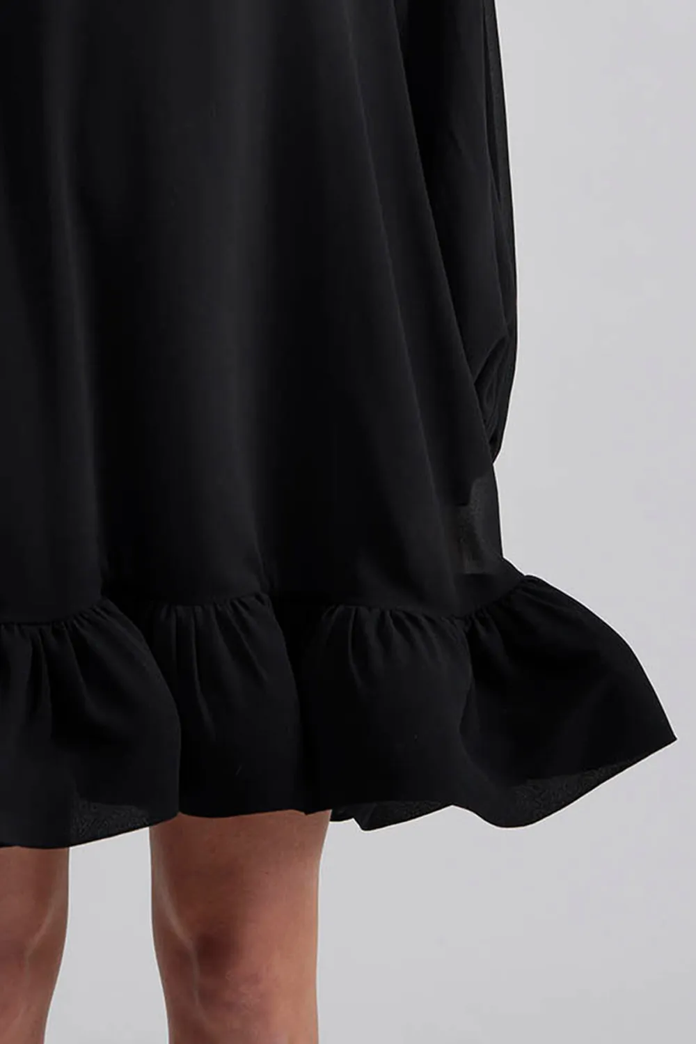 V Neck Ruffled Hem Mini Dress