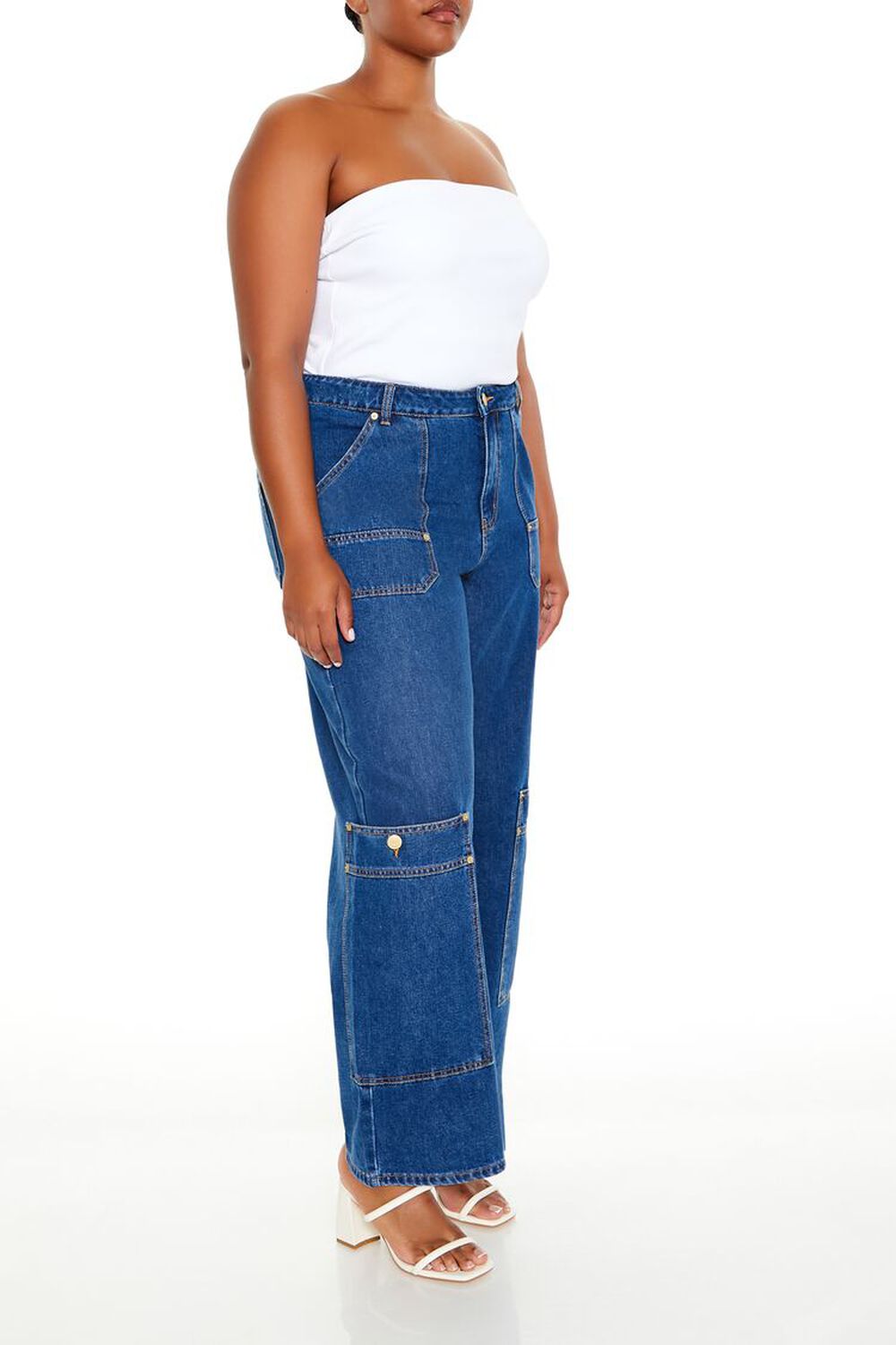 Plus Size High-Rise Cargo Jeans