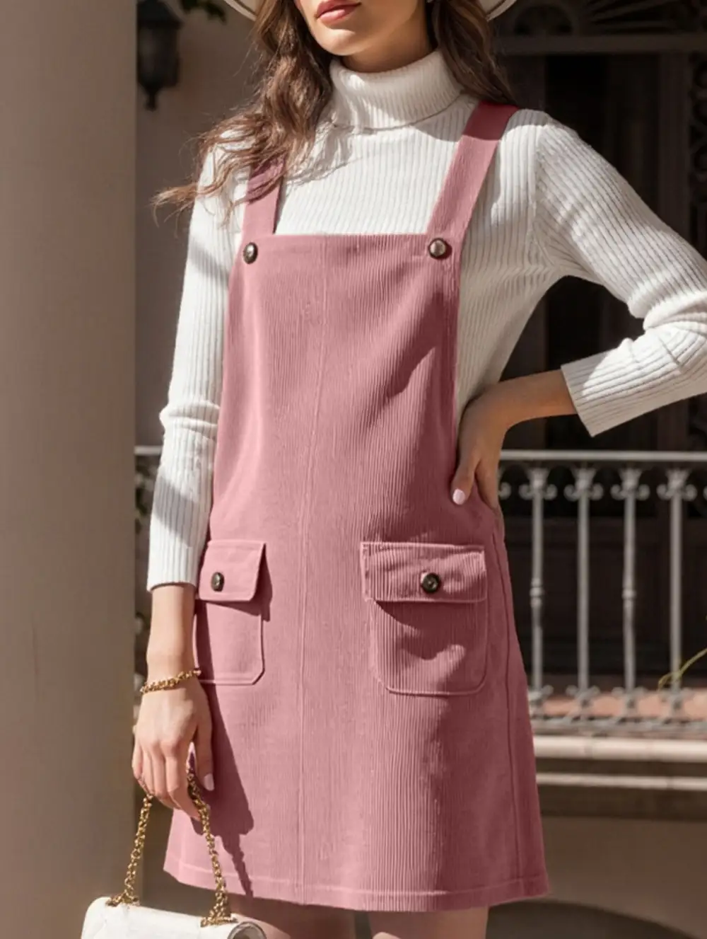 Shoulder Strap Overall Suspender Dress