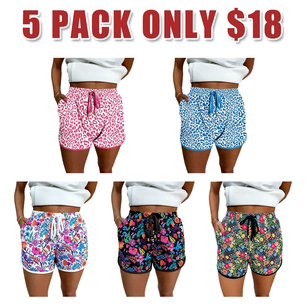 Women's Plaid Drawstring Elastic Waist Casual Shorts