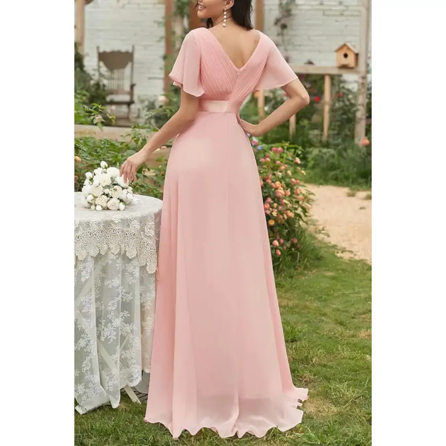Surplice Flutter Sleeve Maxi Dress