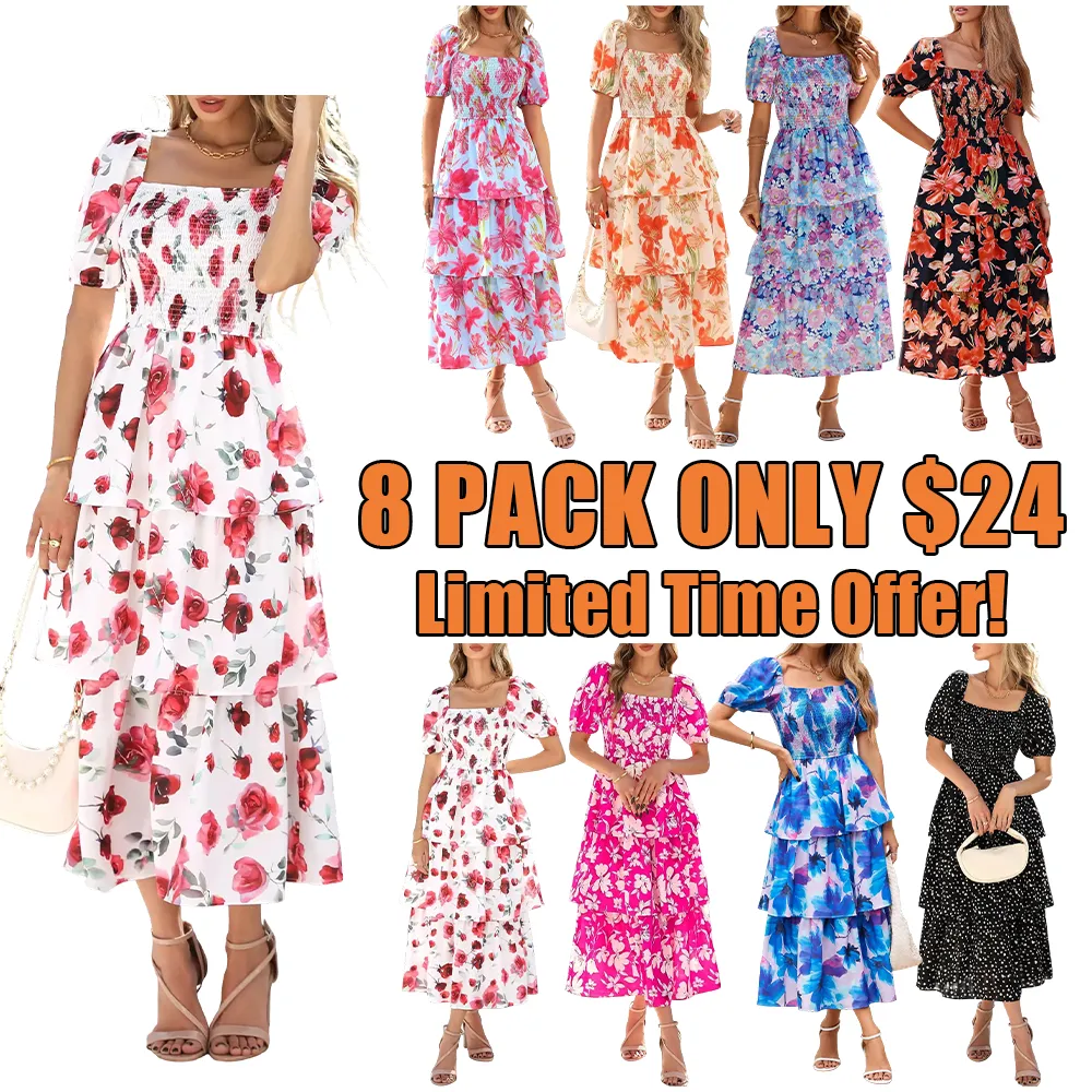 Women's Square Neck Smocked Dress
