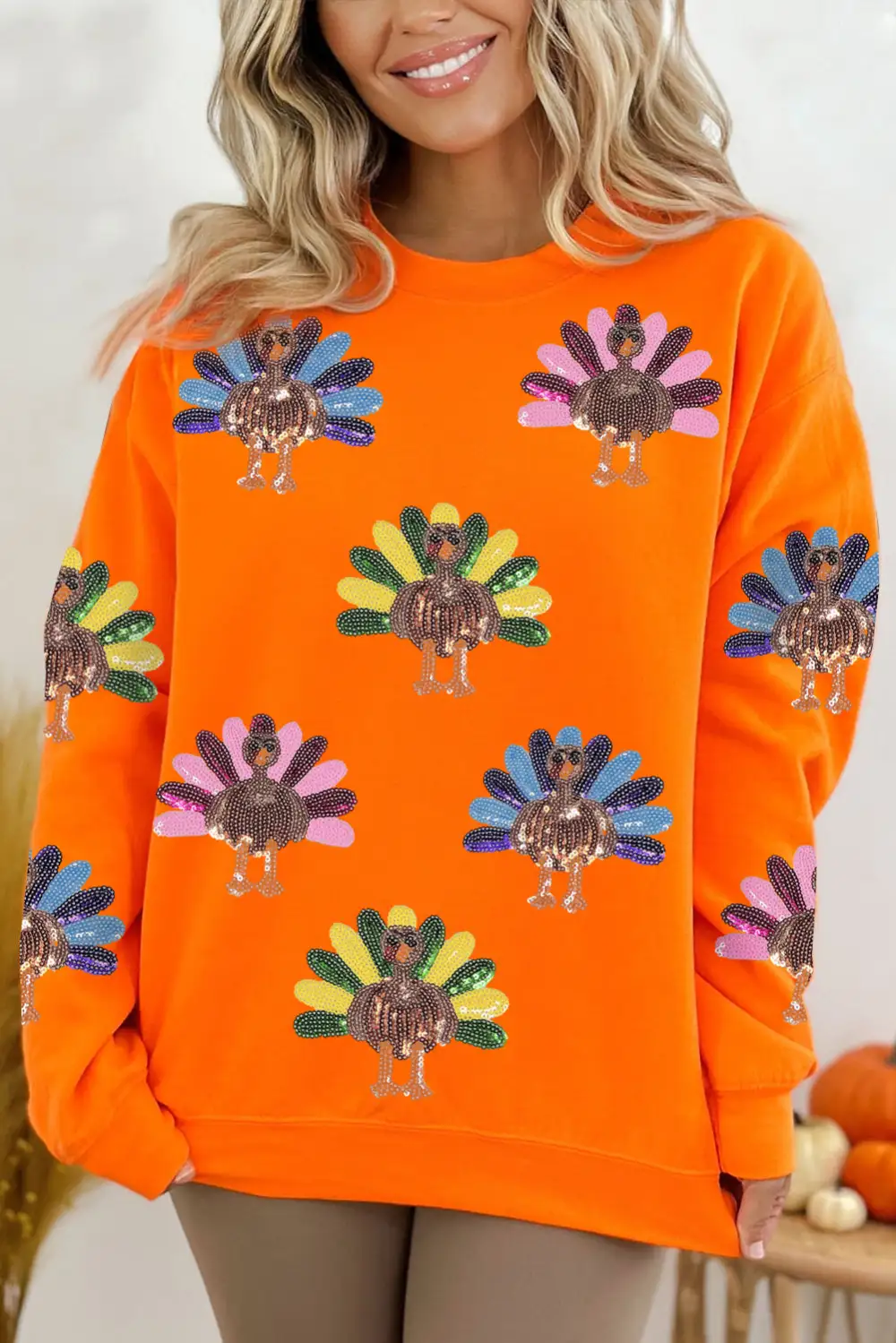 Relaxed Sequin Accent Graphic Sweatshirt