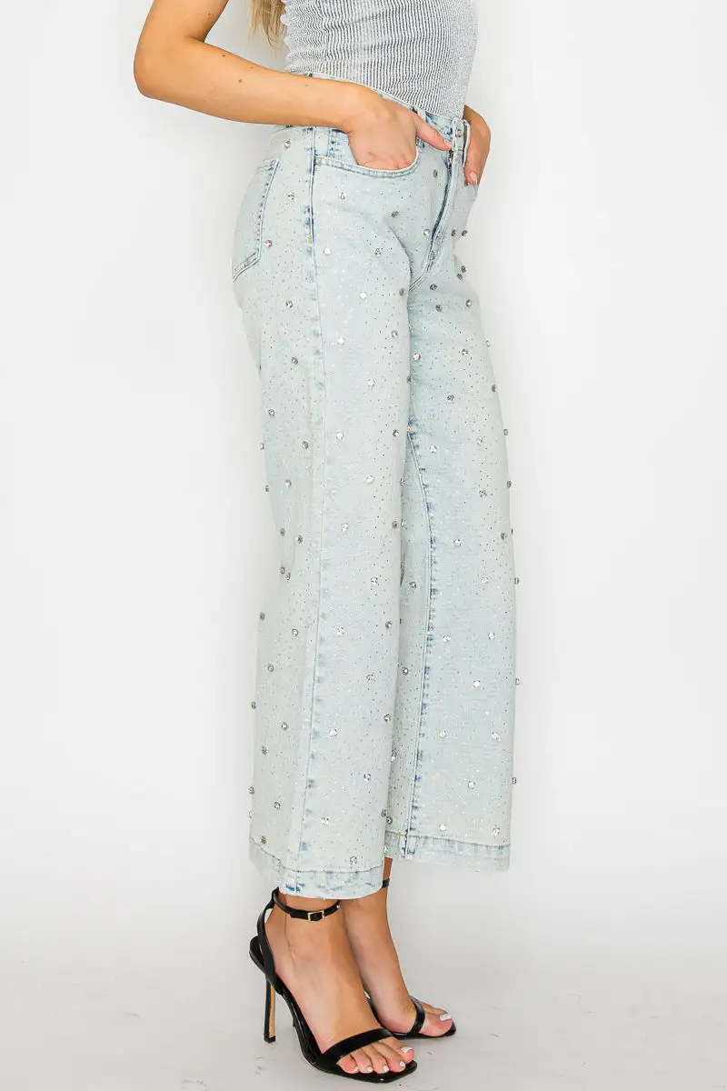 Modern High Rise Wide Leg Cropped Denim Jeans