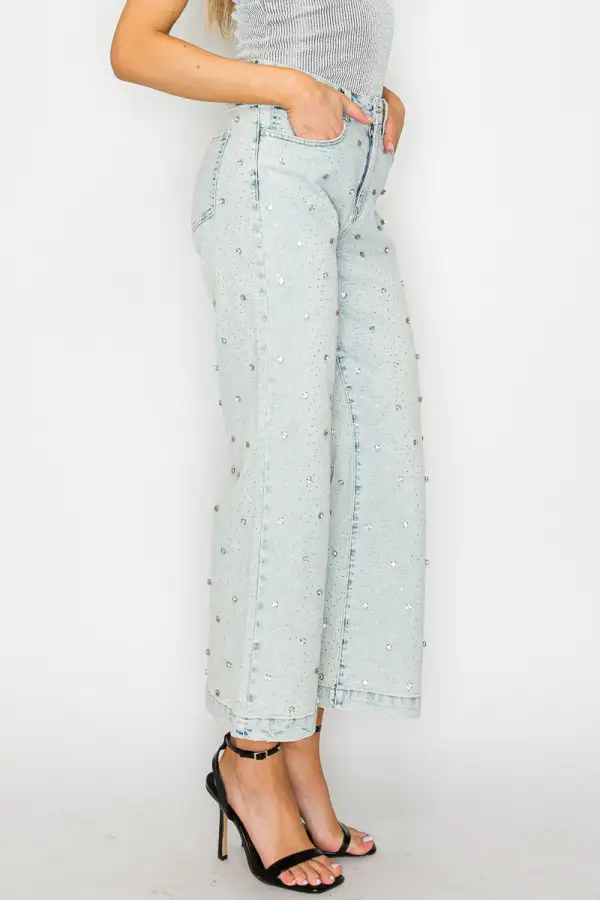 Modern High Rise Wide Leg Cropped Denim Jeans