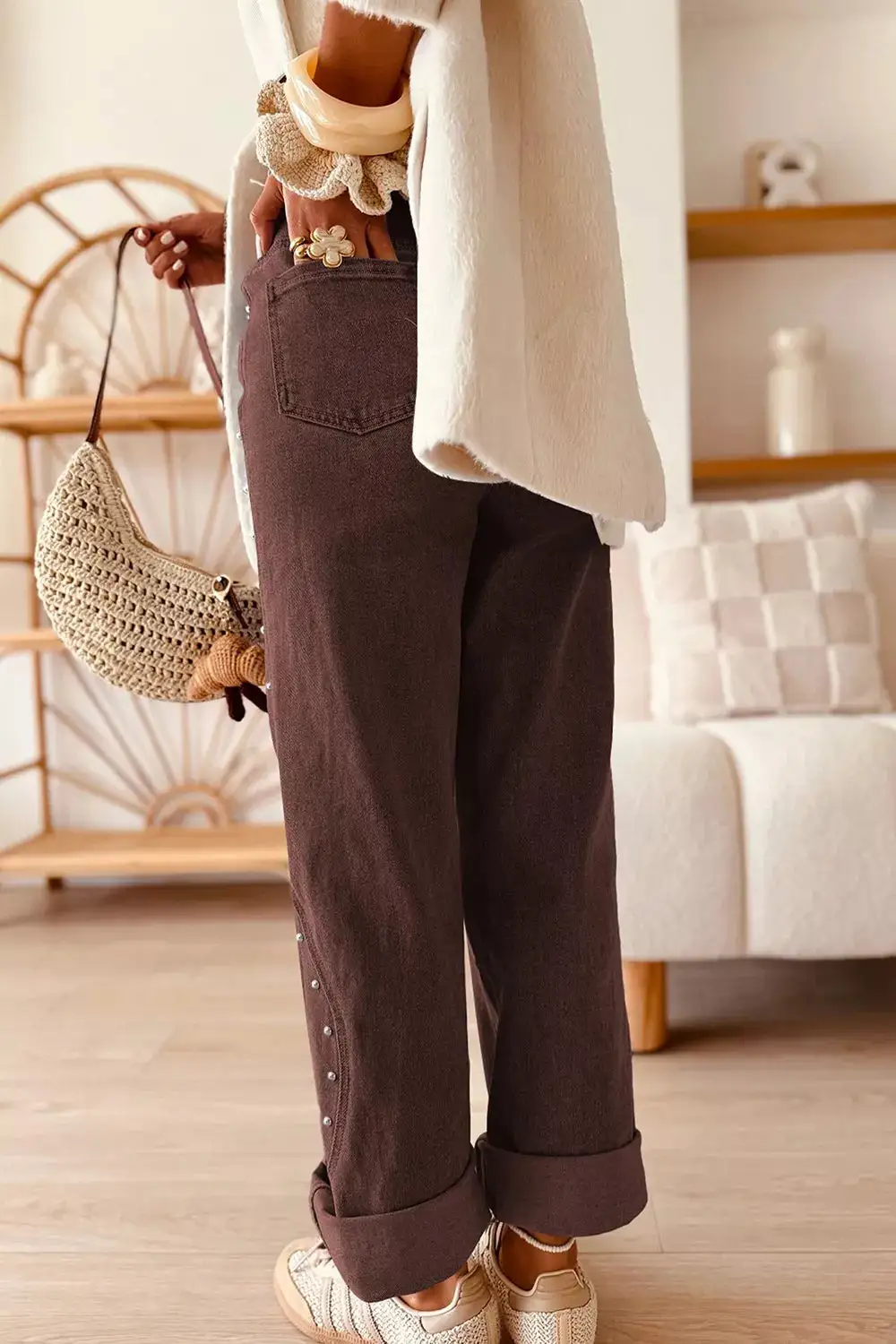 Studded Wide Leg Jeans