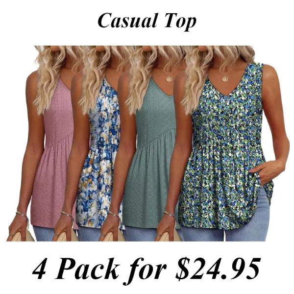 Womens Tank Tops 2025 Flowy Peplum Tops For Women Dressy Sleeveless V Neck Babydoll Tank Tops