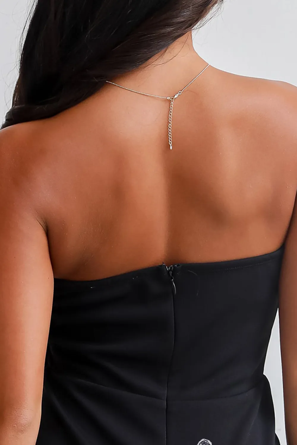 Under Stadium Lights Strapless Bow Mini Dress