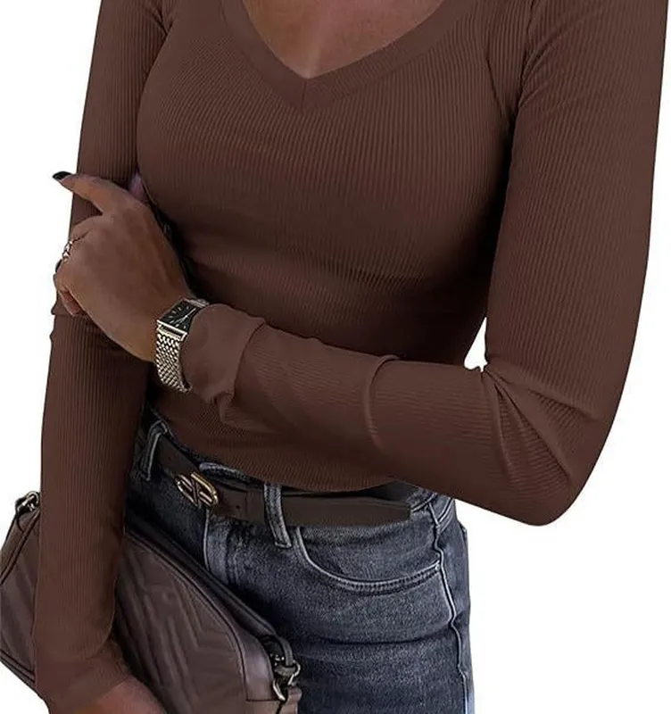 V-Neck Long Sleeve Top