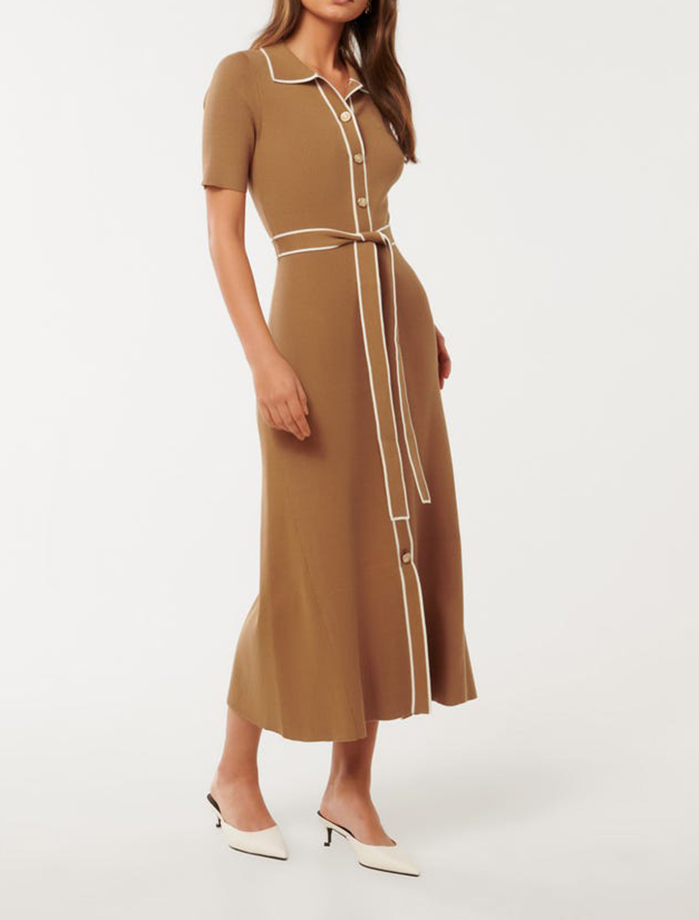 Tipped S/S A-Line Dress