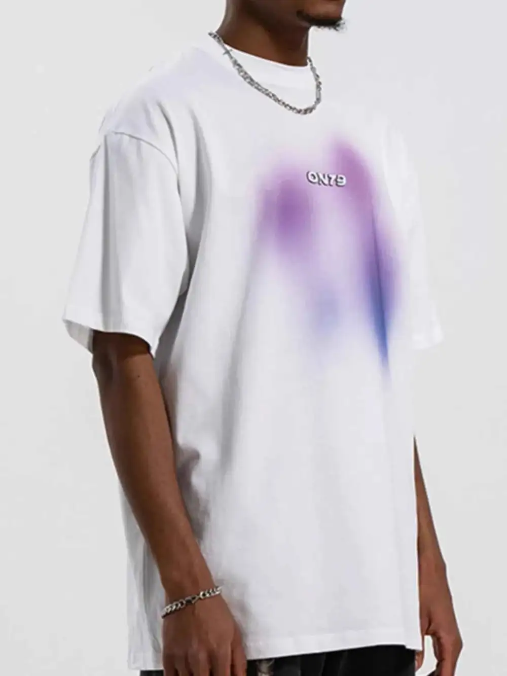 Relaxed Contrast Round Neck Short Sleeve T-Shirt