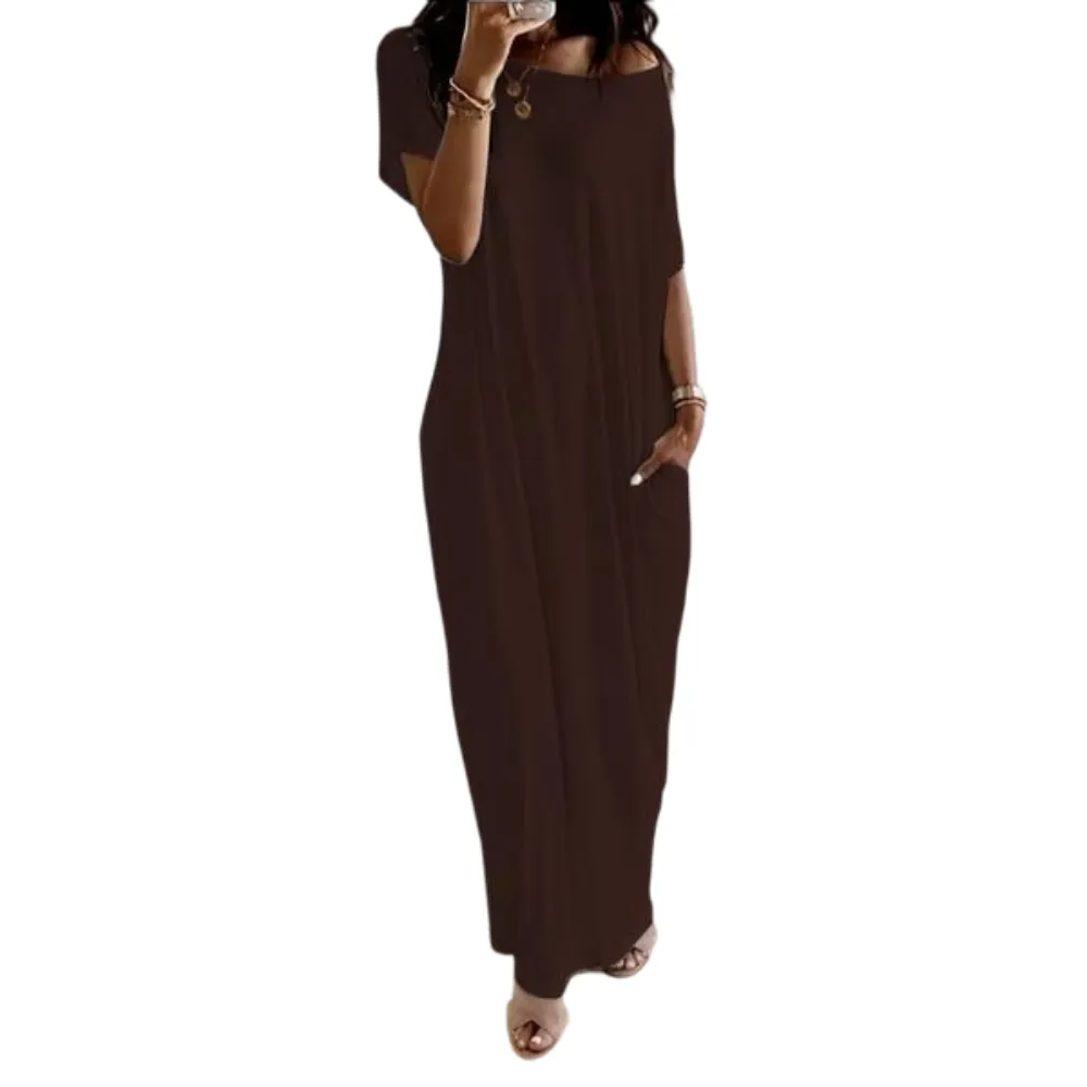 Women's Solid Color Batwing Sleeve Lounge Dress