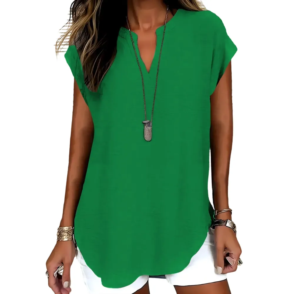 Women's Plain Notched Neck Fitted Blouse Shirts, Casual Classy Elegant Minimalist Basic Top