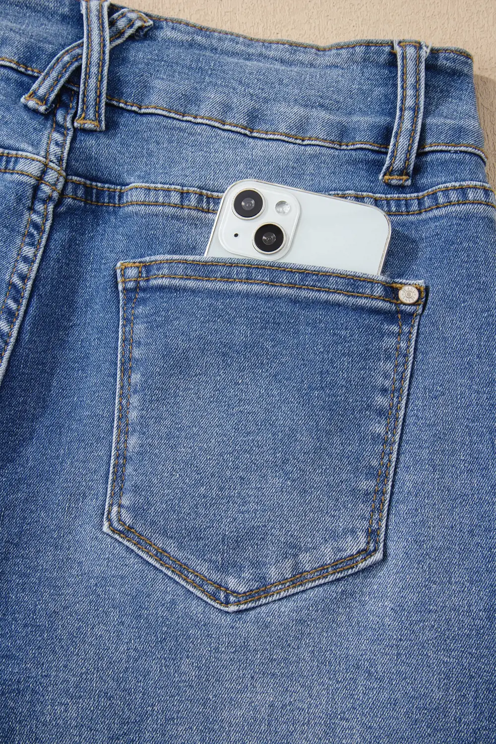 Cuffed Hem Flap Pocket Denim Jeans