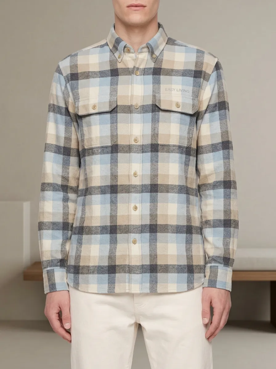 Refined Style Plaid Long-Sleeve Men's Long-Sleeve Shirt