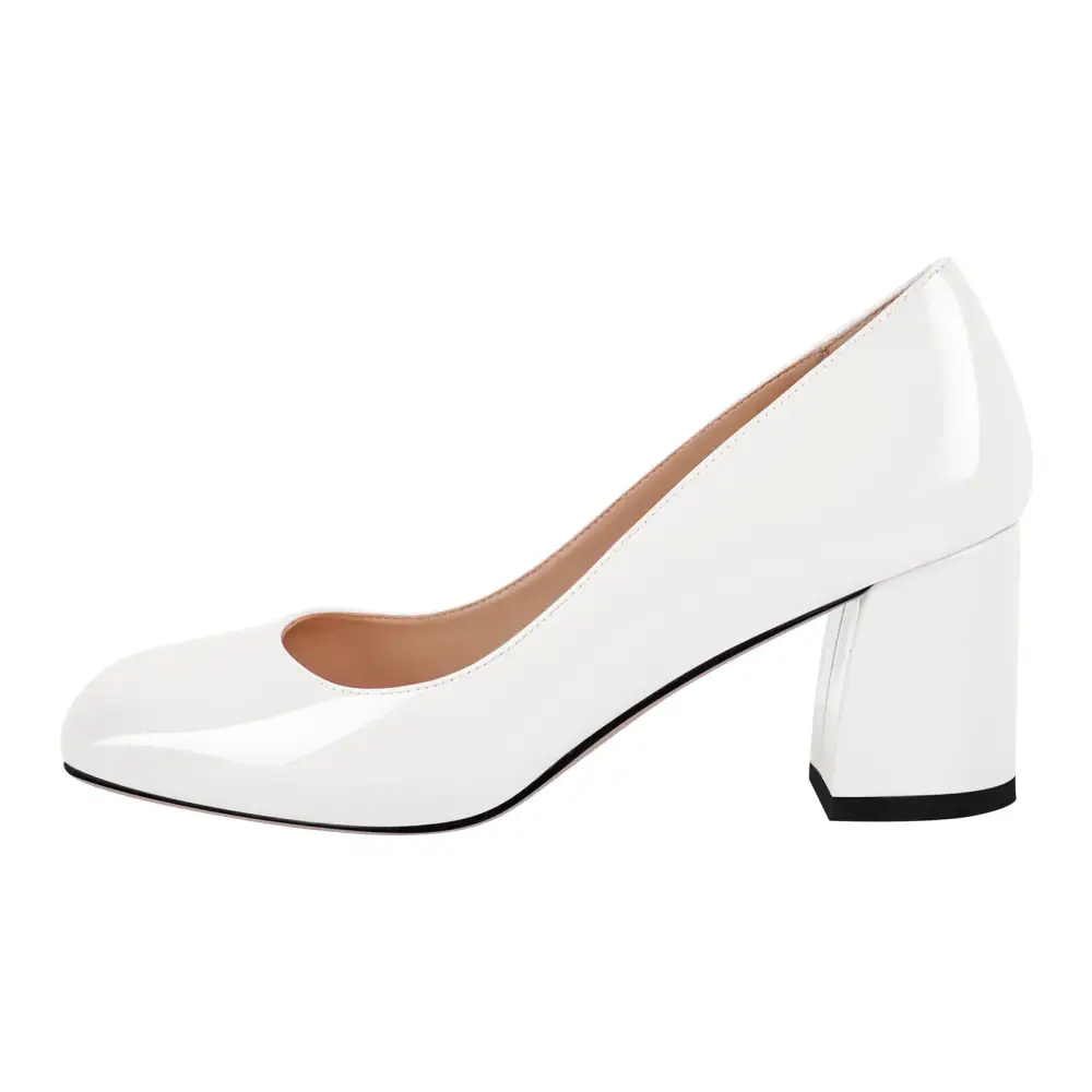 Modern Round Toe Chunky Heel Pumps