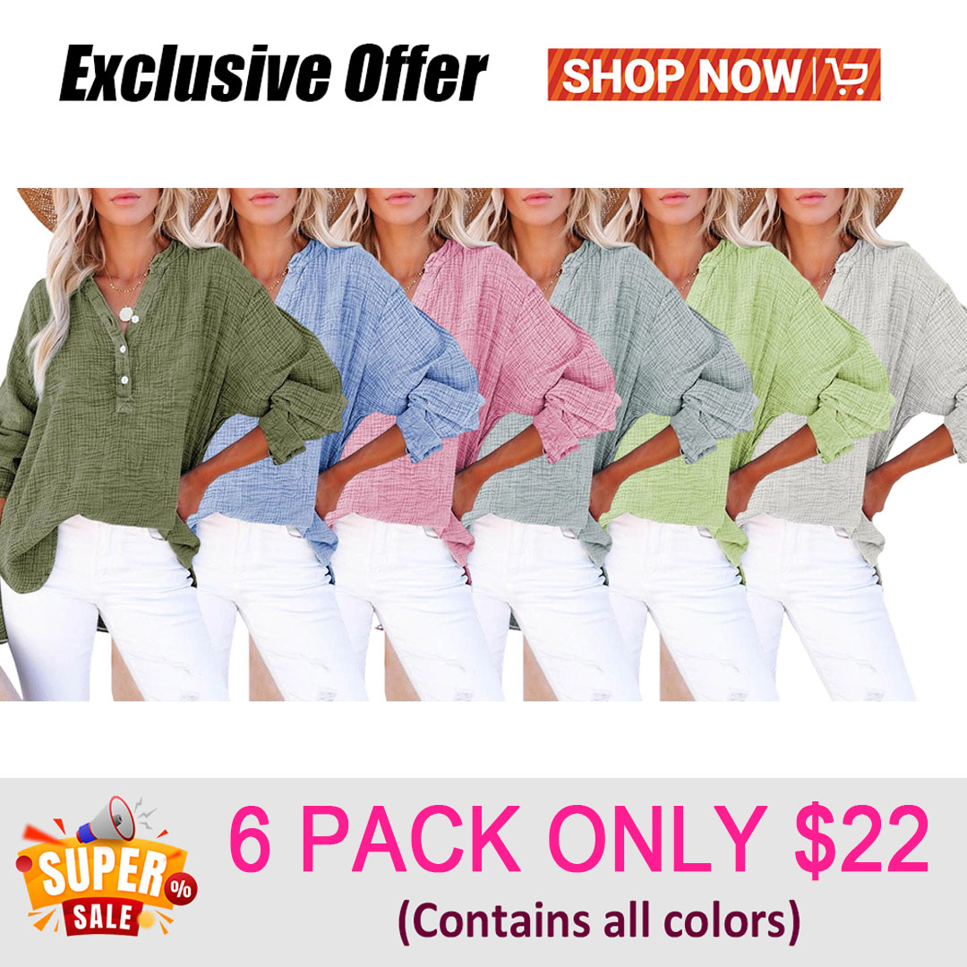 🔥 Women's Casual Button-Up V-Neck Long-Sleeve Shirt | Versatile Everyday Top