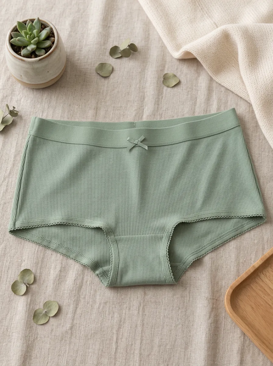 Women's Classic Ribbed Bow Detail Cotton Panties
