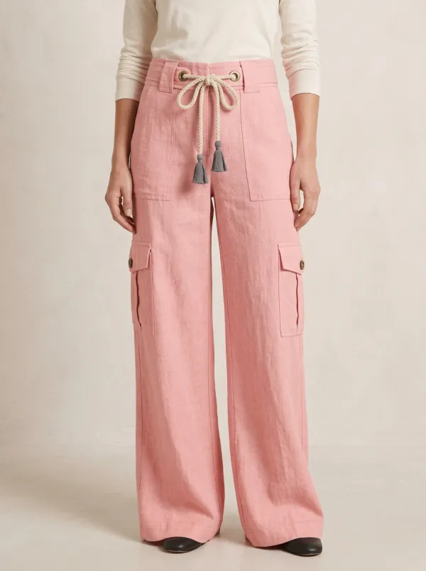Women's Cargo Linen Inspired Wide Leg Cargo Work Pants