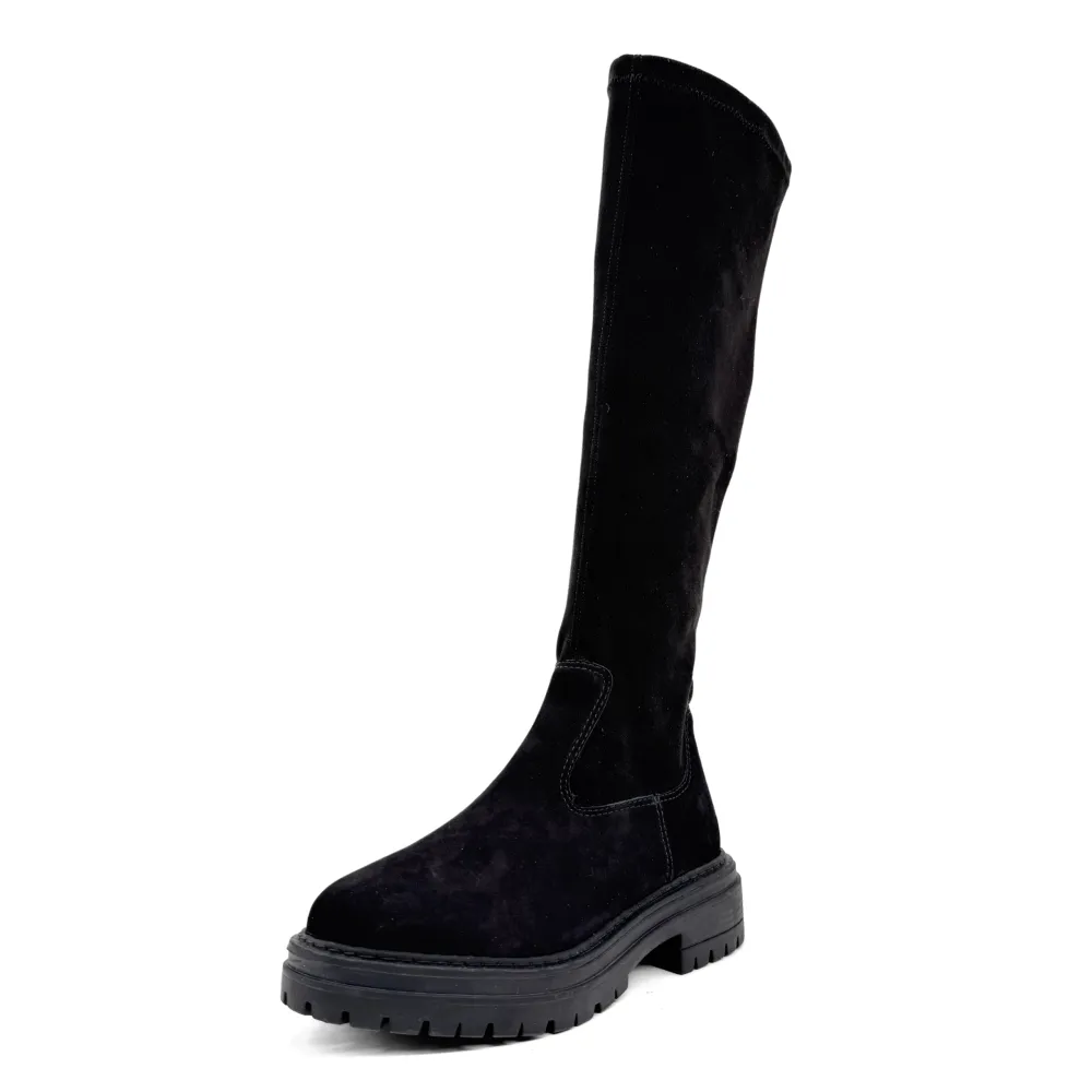Lug Sole Nubuck Knee High Boots
