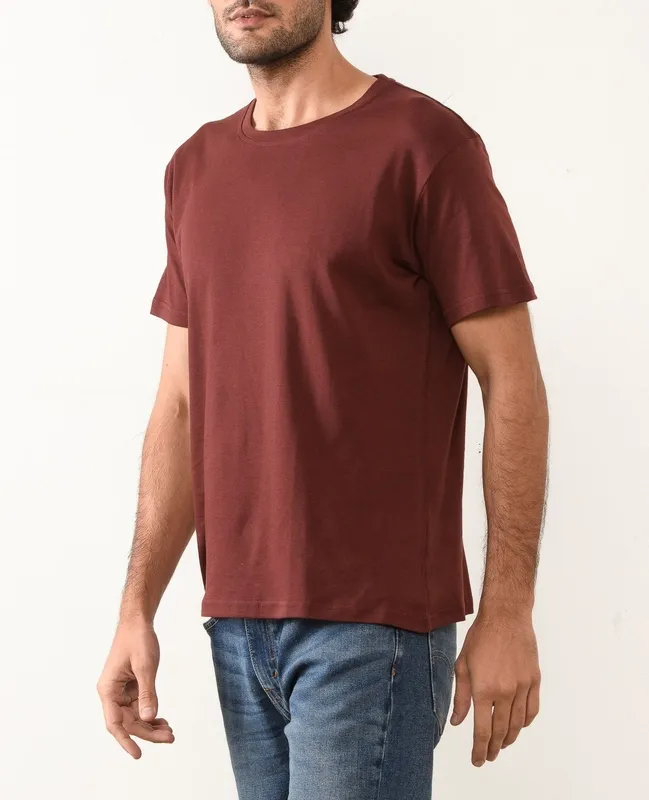 Red Vintage-Wash Cotton Crew Neck T-Shirt