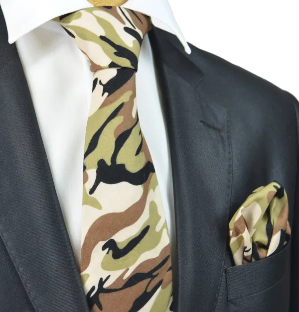 Elegant Cotton Classic Men's Necktie With Pocket Square