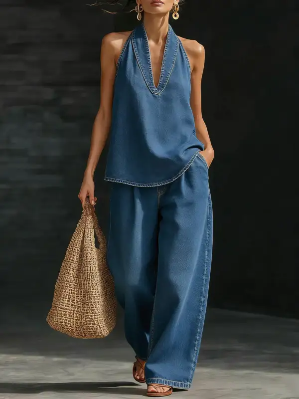 Minimal Relaxed Fit Wide Leg Pocket Jeans