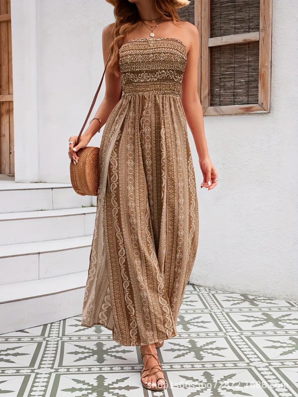 Diane Boho Strapless Jumpsuit