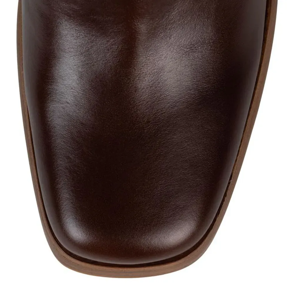 Buckle-Detail Square-Toe Chunky-Heel Block-Heel Knee-High Boots