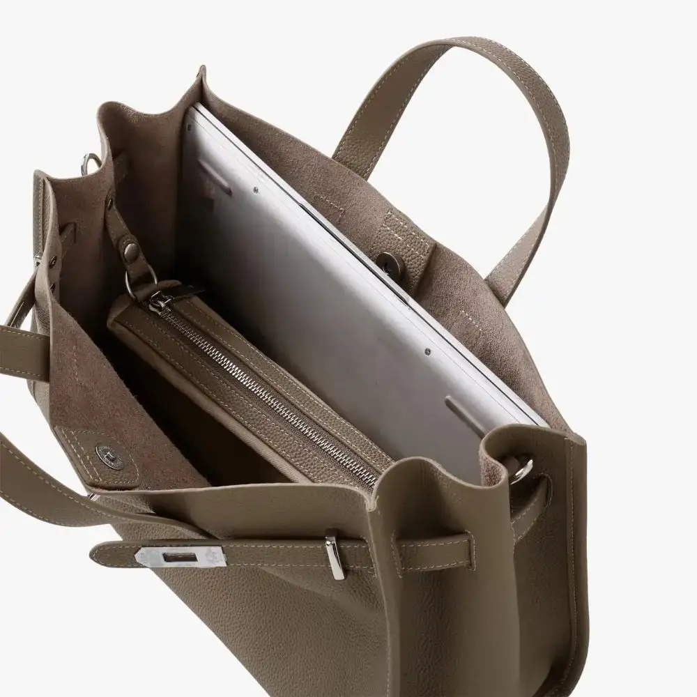 Open Top Soft Grain Shoulder Bag