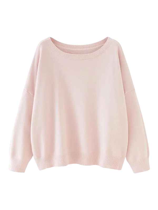 Women's Scoop Neck Sweater - Drop Shoulder Knit Top