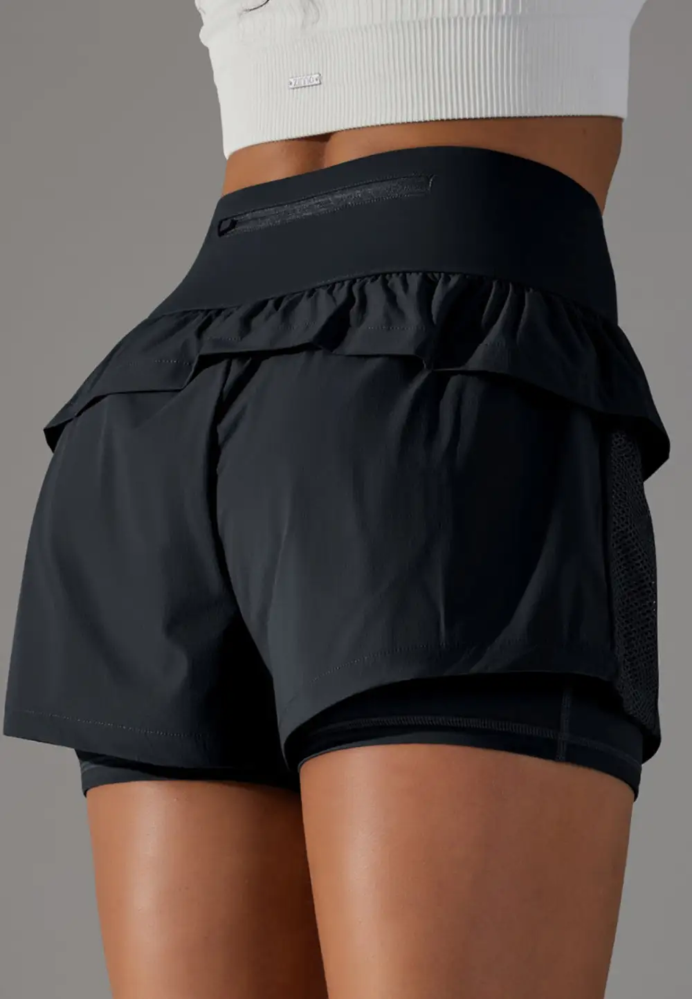 High-Waist Layered Ruffle-Detail Casual Shorts