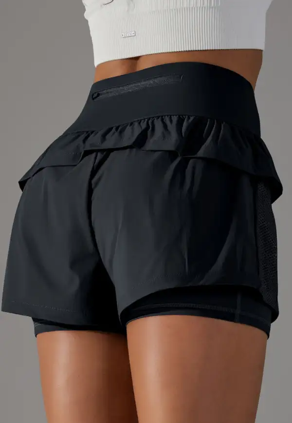 High-Waist Layered Ruffle-Detail Casual Shorts