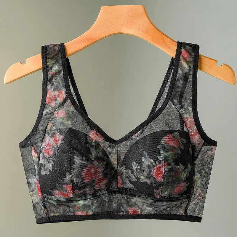 Mesh Wireless Bra Flower Bra