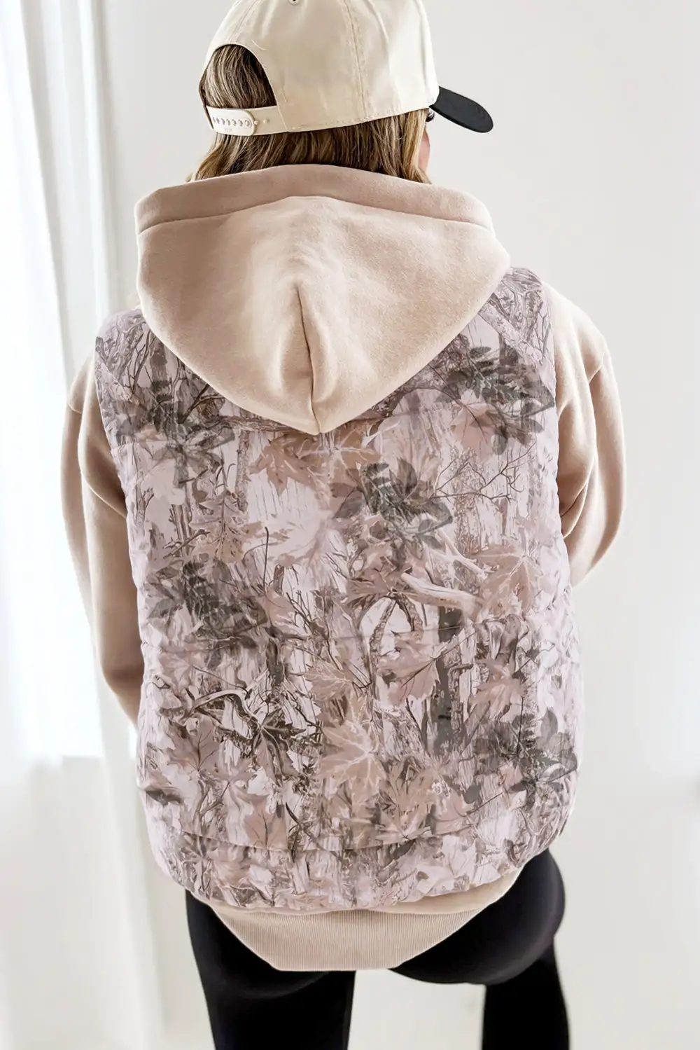 Camo Leaf Print Winter Puffer Vest
