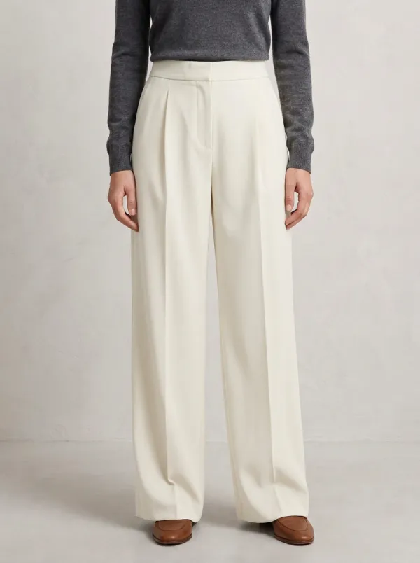 Tailored Pleated Wide-Leg Trousers