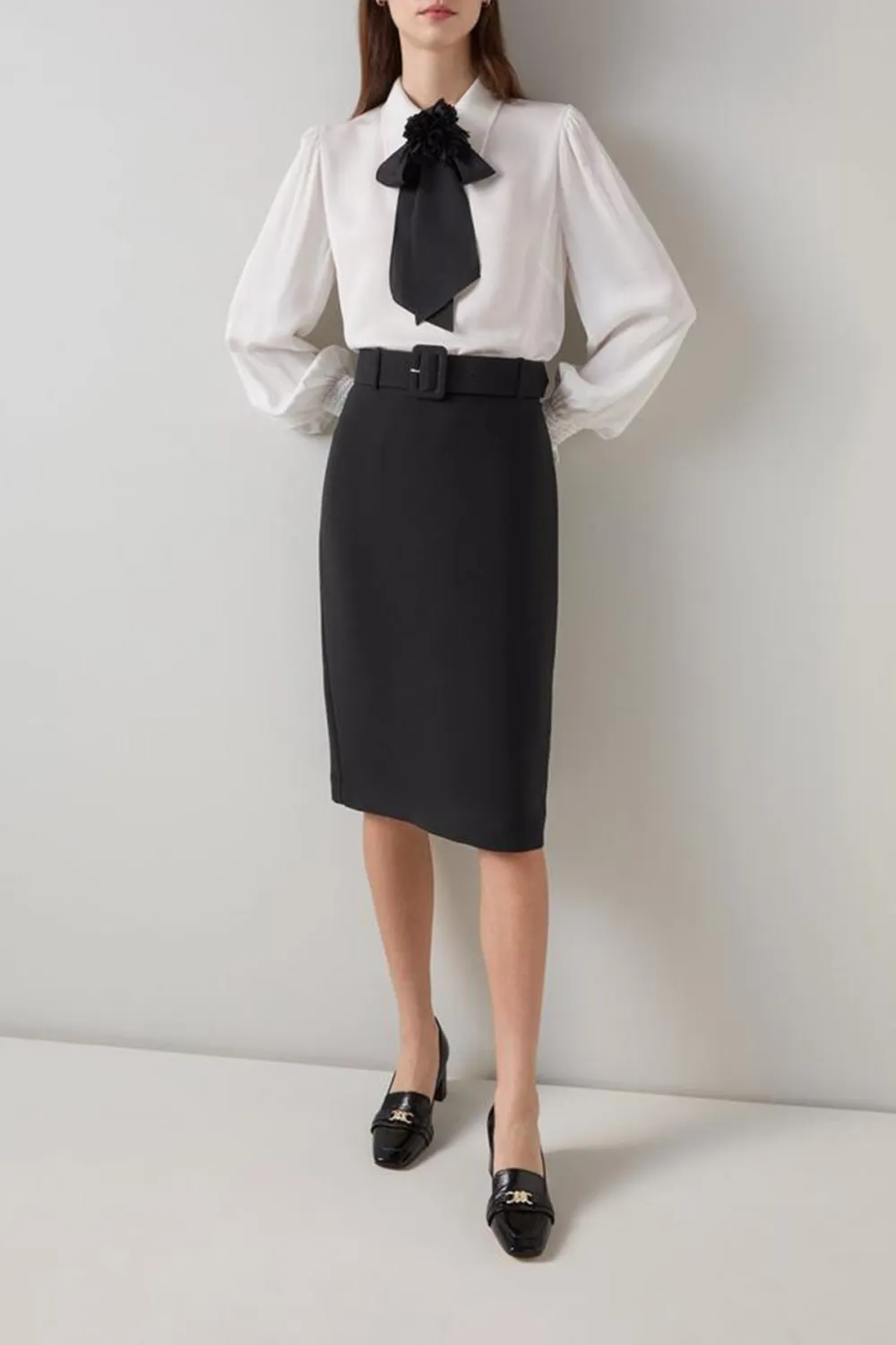 Black Pencil Midi Skirt