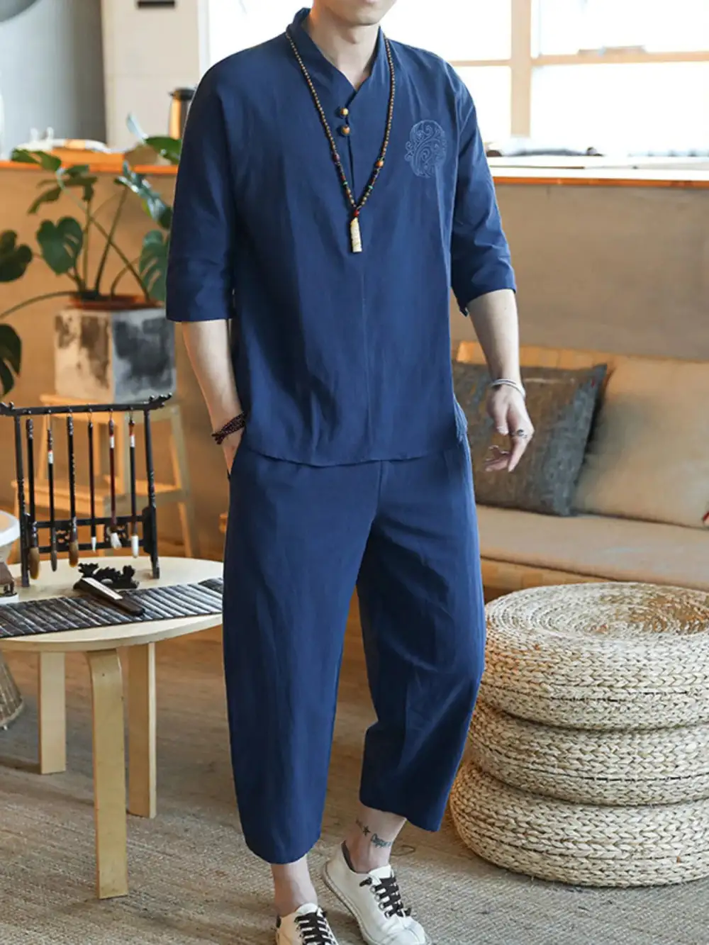 Refined Men's Plus Size Sleeve Top and Pants Set