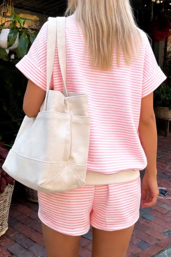 Sleeve Relaxed Shorts Lounge Set Look