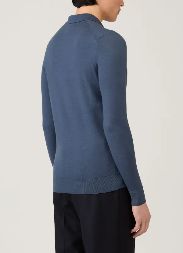 Modern Everyday Slim Fit Merino Knit Long Sleeve Polo Shirt