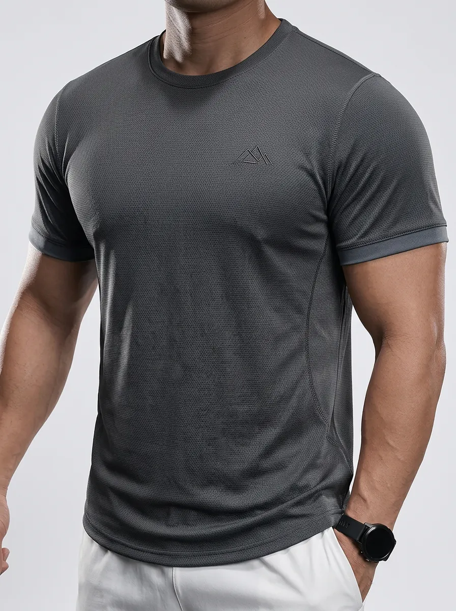 Men's Mountain Athletic Textured Sport Crewneck T-Shirt