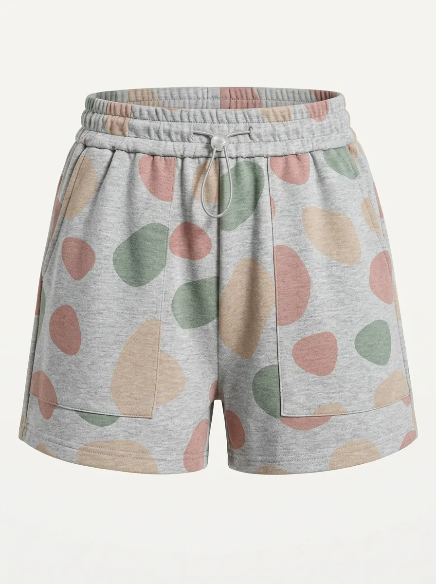 Women's Abstract Pebble Patch-Pocket Lounge Shorts