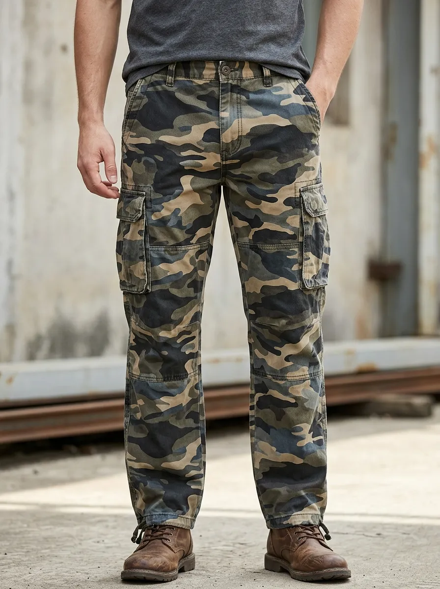Men's Button Zip Fly Detail Cargo Pants