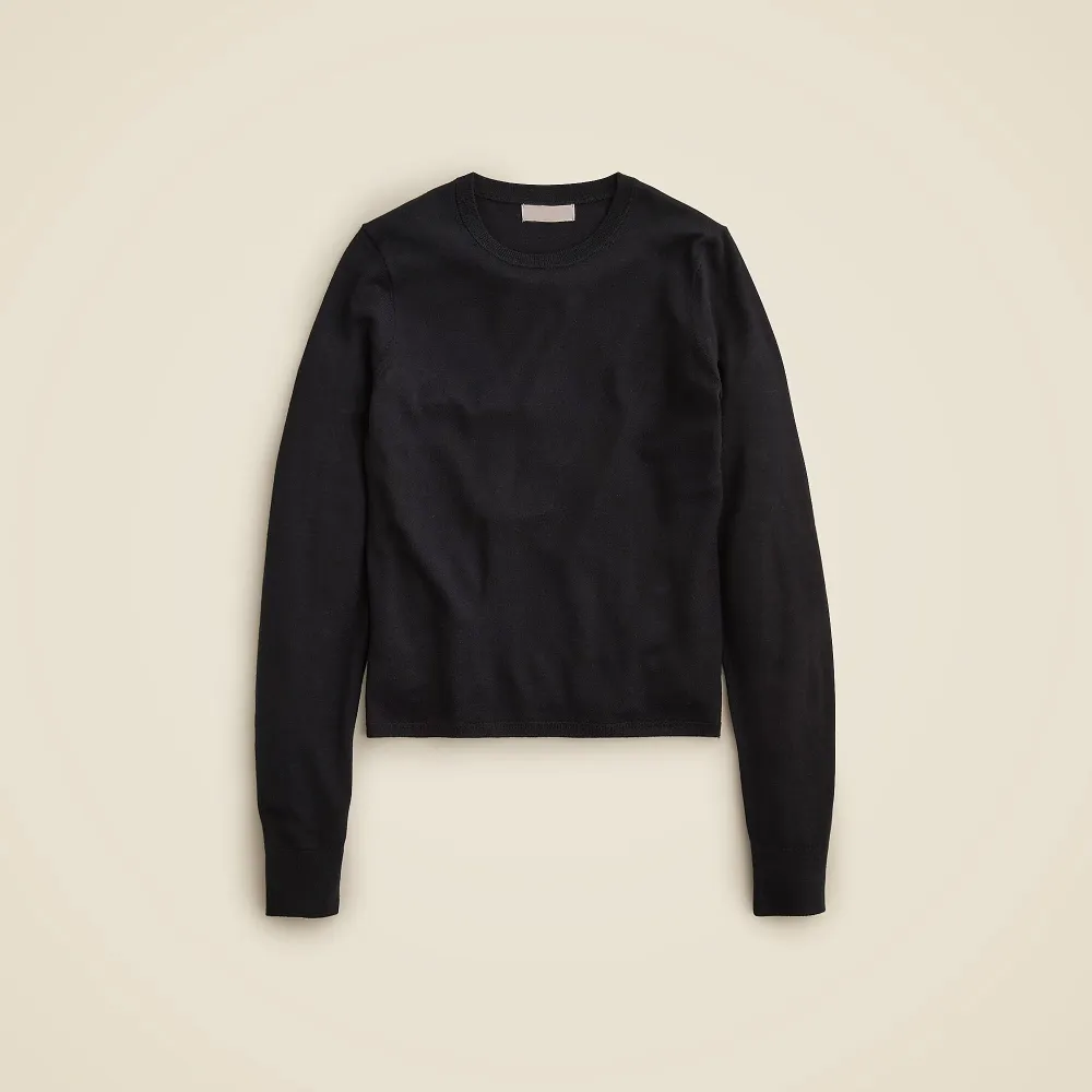 Ribbed Cashmere Solid Color Short Crew Neck Sweater