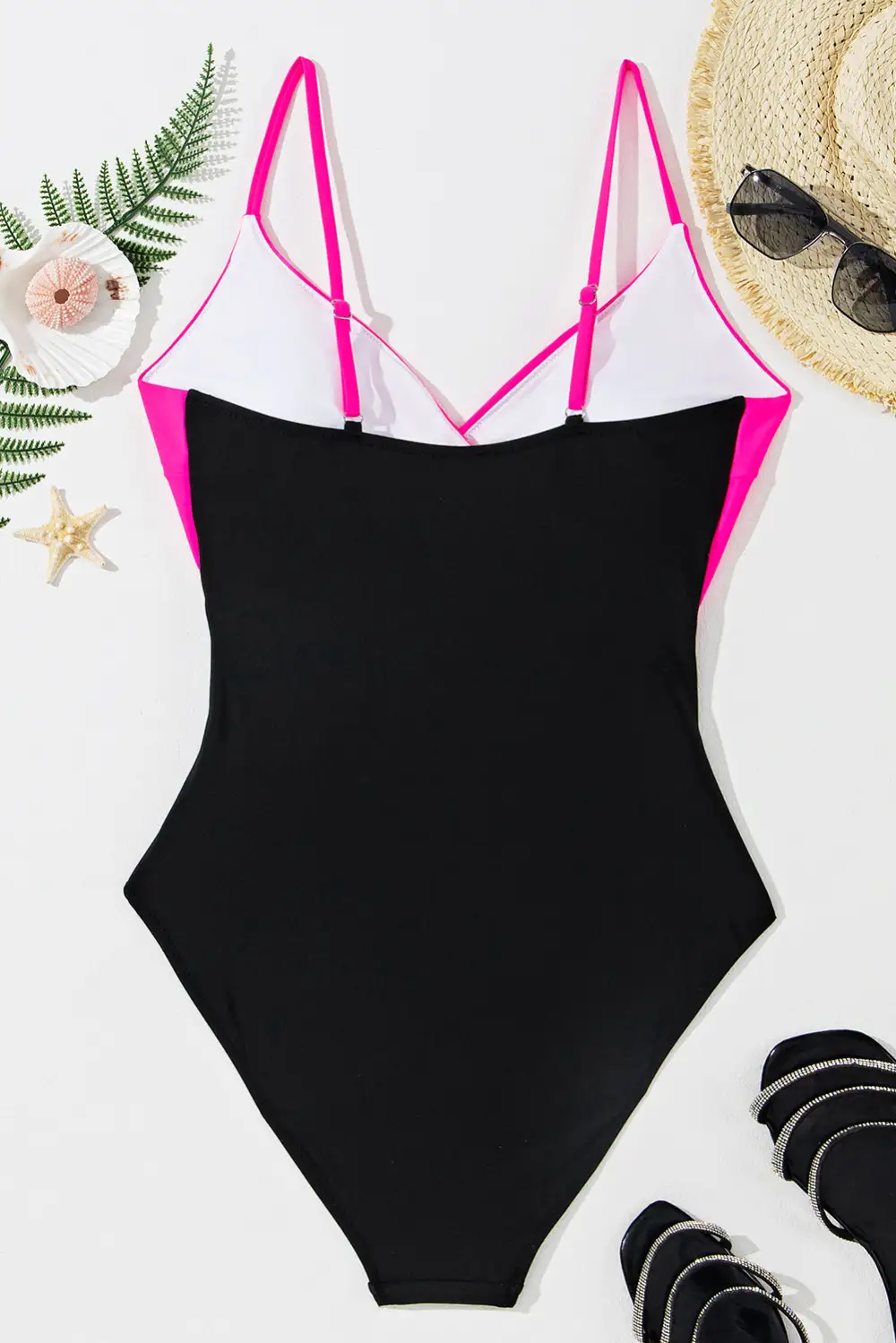 Crossover Blocked Pattern Panel Detail One Swimsuit